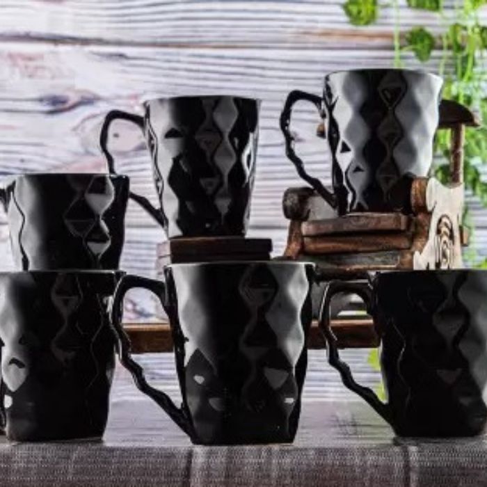 Diamond Cutting Shape Blue Milk Mug