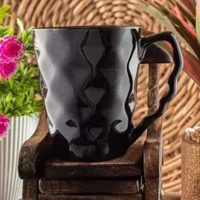 Diamond Cutting Shape Blue Milk Mug