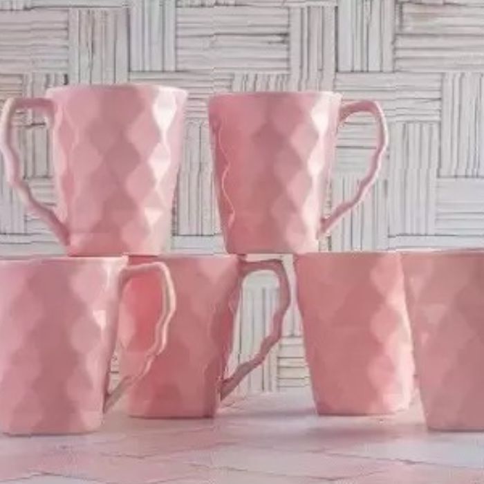 Diamond Cutting Shape Blue Milk Mug